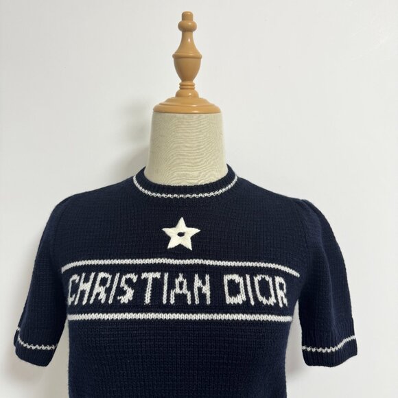 Christian Dior Short-Sleeved Sweater Navy Blue - Picture 7 of 13